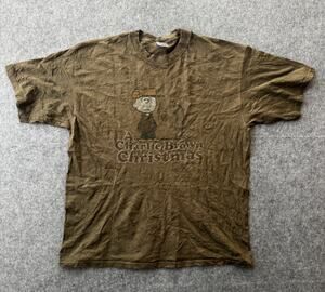 Vintage Peanuts Charlie Brown Christmas T-Shirt Brown Men’s Size XL Cotton (S02)